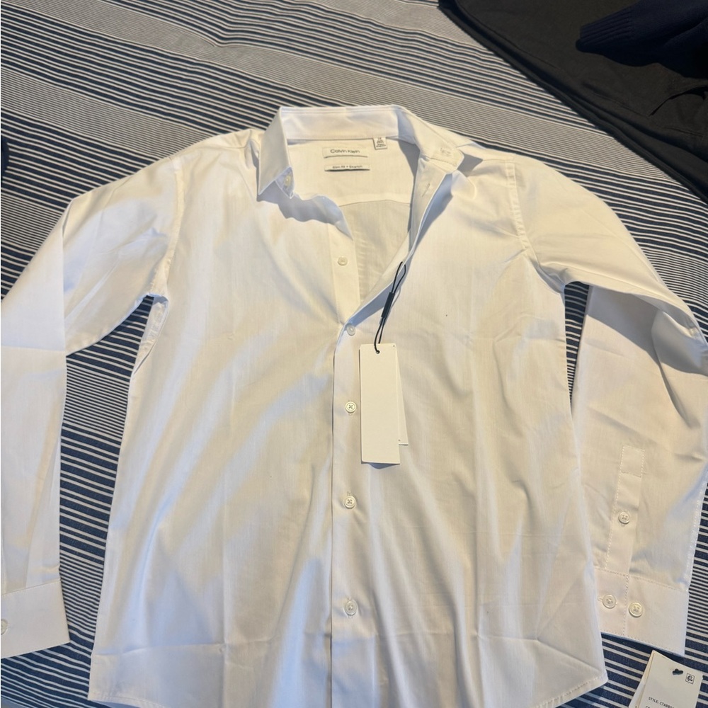Calvin Klein White Button-Down Dress Shirt for Kids